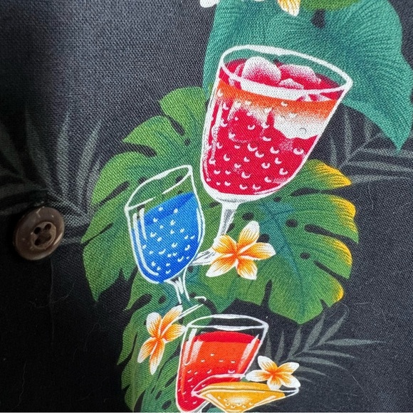 HULA GIRL Vintage Men's Hawaiian Shirt 2XL Colorful Cocktails - Picture 5 of 7